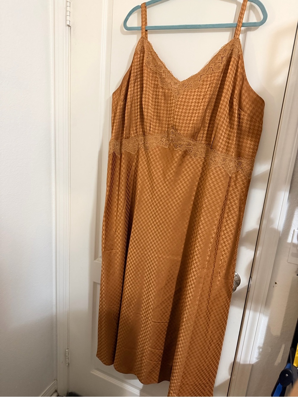 torrid Satin Lace-Trim Slip Midi Dress - Caramel